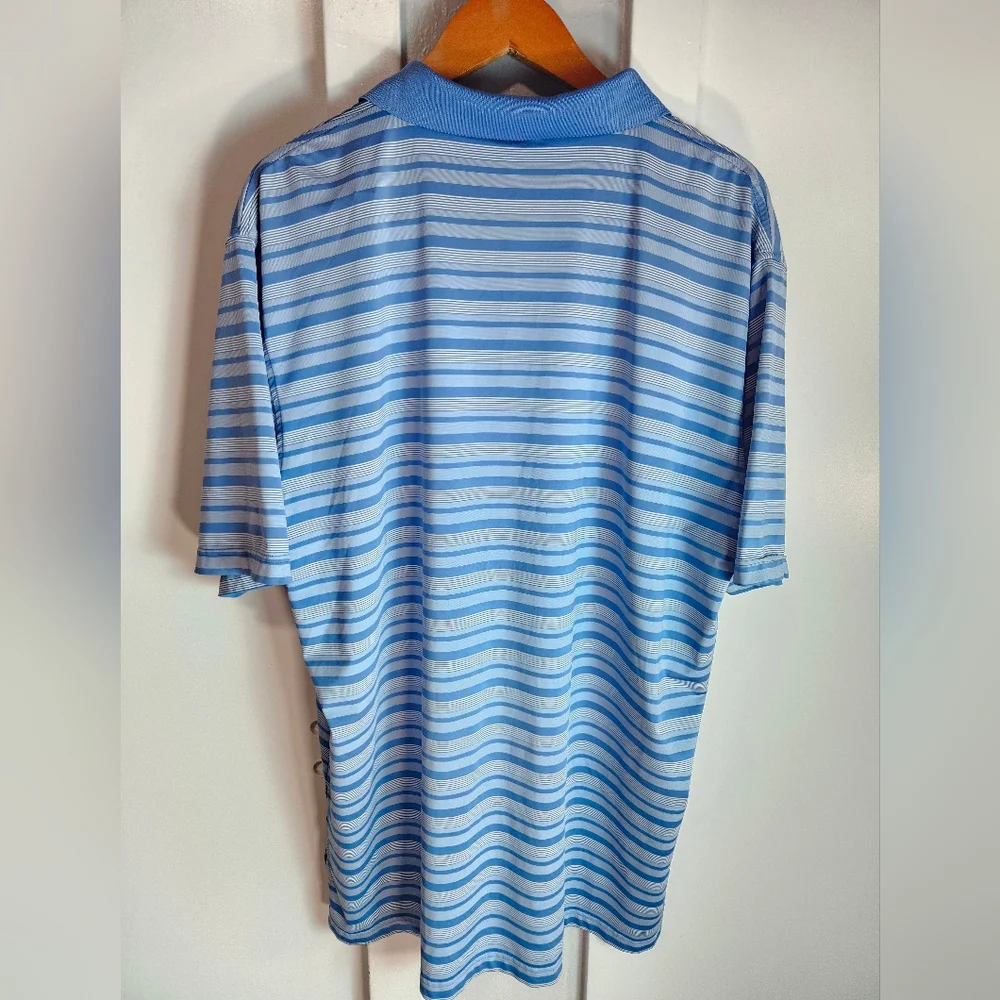 Peter Millar  Comfort Polo Shirt XL Blue White Stripe TPC Sawgrass Golf